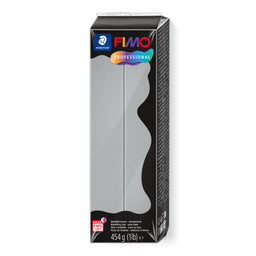 A package of FIMO Professional modeling clay in the color gray, shown in its original retail box against a plain white background.