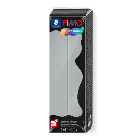 A package of FIMO Professional modeling clay in the color gray, shown in its original retail box against a plain white background.