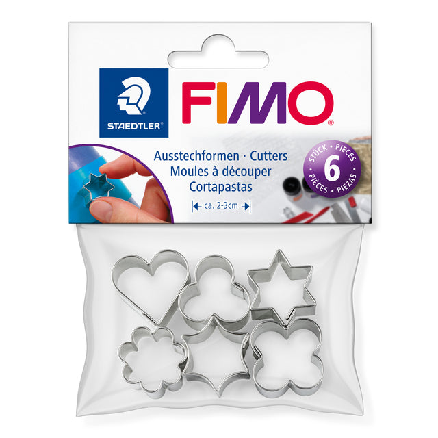 FIMO cookie cutters set with packaging featuring Staedtler branding.
