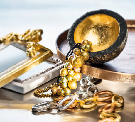 fimo polymer clay that has been gilded using goldleaf