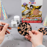 fimo goldleaf being applied to polymer clay