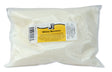Bag of white beeswax with a label on a white background