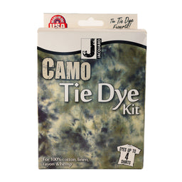 Packaging of Jacquard Jewel Tones Tie Dye Kit with camouflage pattern and product information.