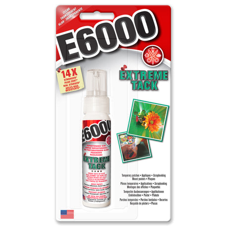 E6000 extreme tack bottle in packaging on a white background