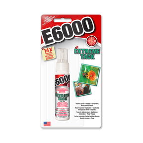 E6000 Extreme Tack bottle in packaging on a white backround