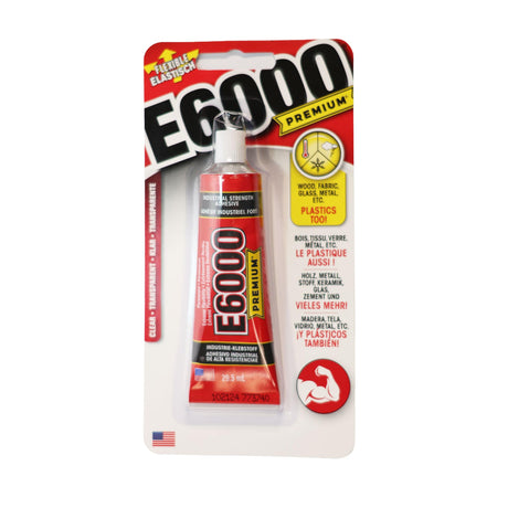 E6000 Premium 29.5ml glue bottle packaging on a white background