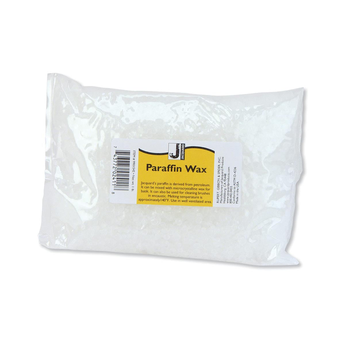 Pack of Jacquard paraffin wax with a visible label on a white background