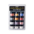 Packaged set of Pearl Ex with Gum Arabic metallic calligraphy pigments with colorful jars on a white background