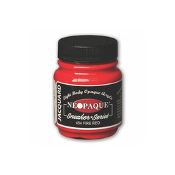 A jar of Jacquard Neo Opaque Fabric Paint Fire Red.