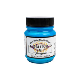 Blueshift Green paint jar with black lid on a white background