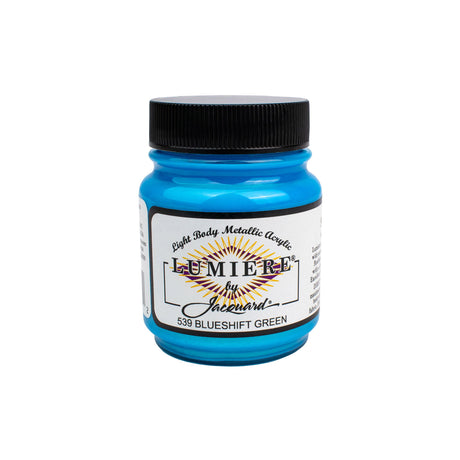 Blueshift Green paint jar with black lid on a white background