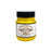 Yellow paint jar with black lid on a white background