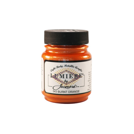 Jacquard Lumiere Metallic Pearlescent Acrylic Paints for Fabric Burnt Orange.