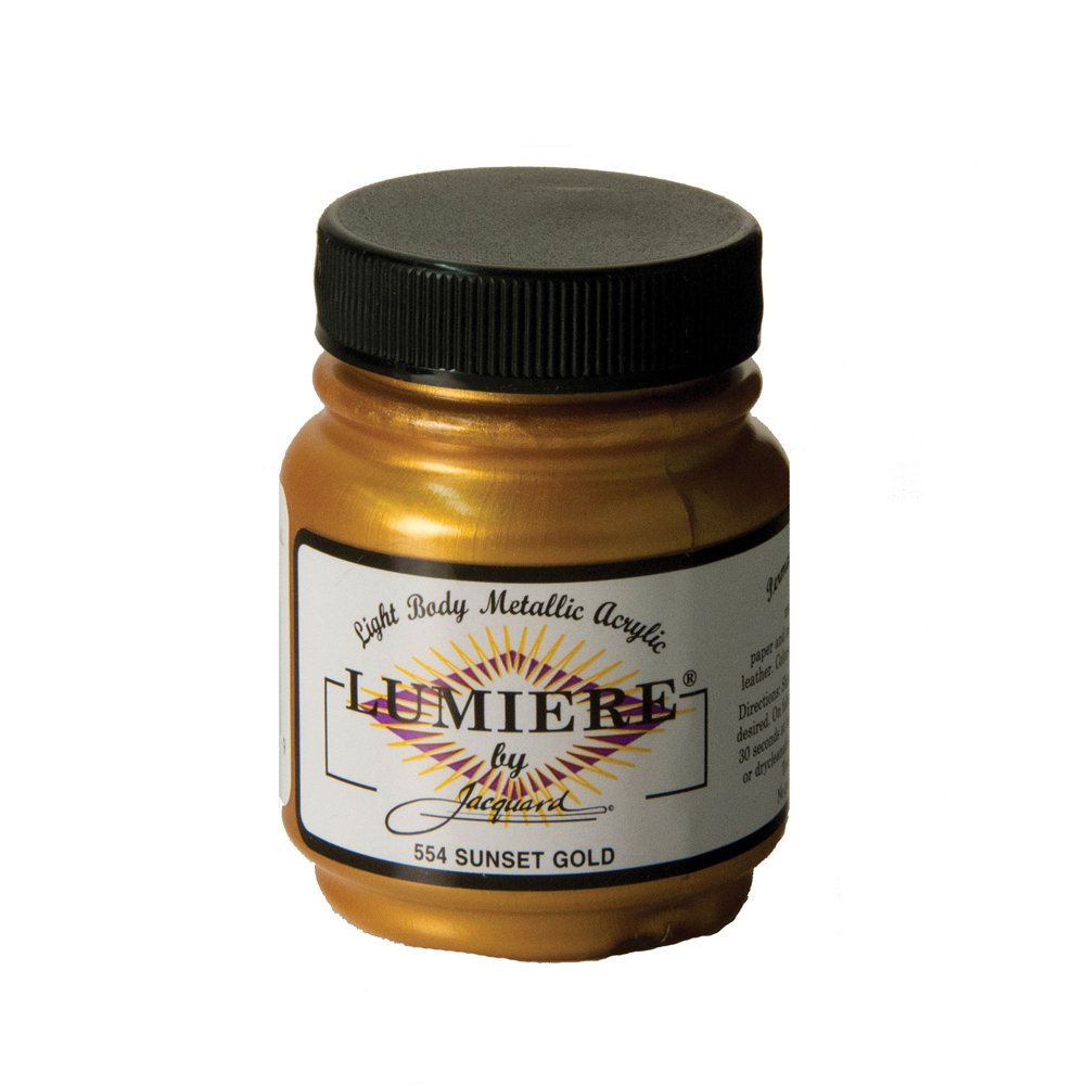 Jacquard Lumiere Metallic Pearlescent Acrylic Paints for Fabric Sunset Gold