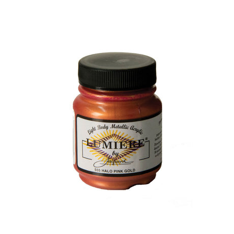 Jacquard Lumiere Metallic Pearlescent Acrylic Paints for Fabric Halo Pink Gold.