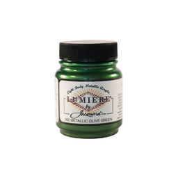 Jacquard Lumiere Metallic Pearlescent Acrylic Paints for Fabric Metallic Olive Green.