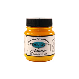 A jar of Jacquard Neo Opaque Fabric Paint  Golden Yellow.