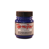 A jar of Jacquard Dye-Na-Flow fabric liquid paint in 812 Periwinkle colour, intended for use on natural and synthetic fabrics
