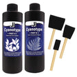 Two bottles labeled 'Cyanotype Part A' and 'Cyanotype Part B' with foam brushes.