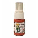 Bottle of Jacquard Lumiere Rich Red 3D dimensional metallic paint and adhesive on a white background