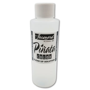 A bottle of Jacquard Pinata Color Clean Up Solution, featuring a white plastic bottle with a ribbed white cap and a black and white label.