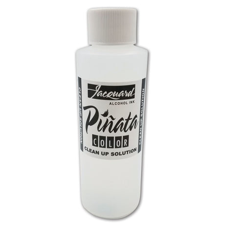 A bottle of Jacquard Pinata Color Clean Up Solution, featuring a white plastic bottle with a ribbed white cap and a black and white label.