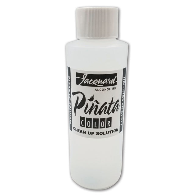A bottle of Jacquard Pinata Color Clean Up Solution, featuring a white plastic bottle with a ribbed white cap and a black and white label.