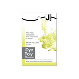 iDye Poly neon yellow dye packet on a white background