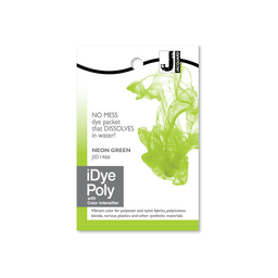 iDye Poly neon green dye packet with a white background