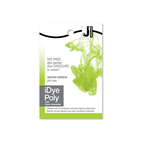 iDye Poly neon green dye packet with a white background