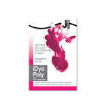 iDye Poly magenta dye packet on a white background