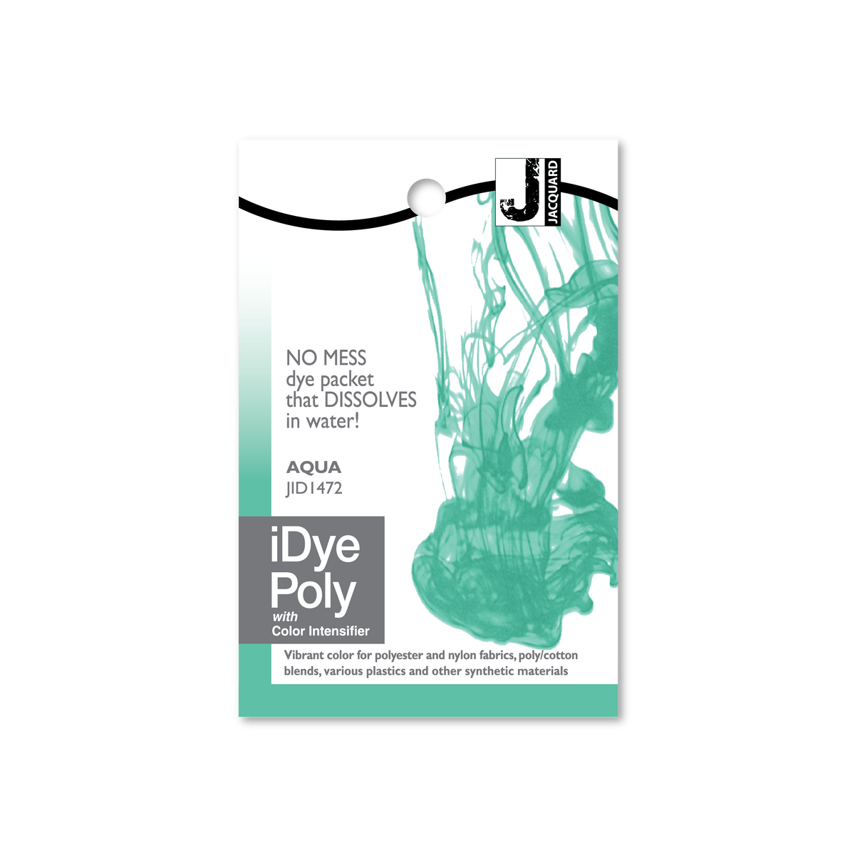 iDye Poly dye packet for aqua color on a white background