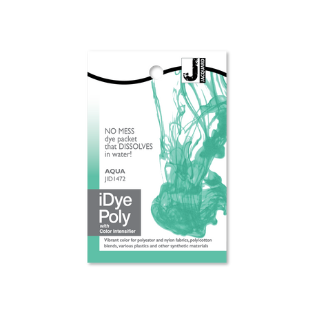 iDye Poly dye packet for aqua color on a white background