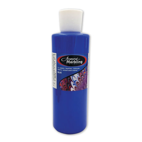 A bottle of Jacquard Marbling Floating Paint Blue