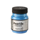 A small container of Jacquard Pearl Ex Powdered Pigments in Sapphire Blue 634