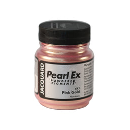 A small container of Jacquard Pearl Ex Powdered Pigments in Pink Gold 643
