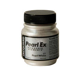 A small container of Jacquard Pearl Ex Powdered Pigments in Pearl White 651