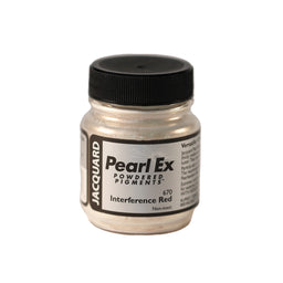 A small container of Jacquard Pearl Ex Powdered Pigments in Interference Red 670