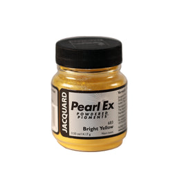 A small container of Jacquard Pearl Ex Powdered Pigments in Bright Yellow 683.
