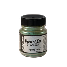 A small container of Jacquard Pearl Ex Powdered Pigments in Spring Green 685.