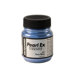 A small container of Jacquard Pearl Ex Powdered Pigments in True Blue 687.