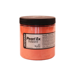A jar of Jacquard Pearl Ex Mica Powder Pigment 631 Scarlet colour 14 grams