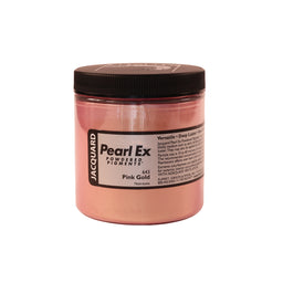 A jar of Jacquard Pearl Ex Mica Powder Pigment 643 Pink Gold Colour