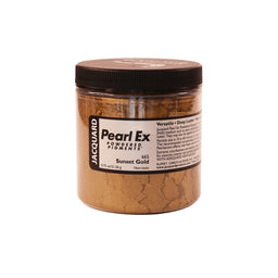 A jar of Jacquard Pearl Ex Mica Powder Pigment 665 Sunset Gold Colour 21 grams