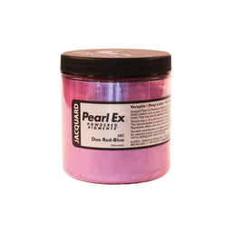 A jar of Jacquard Pearl Ex Mica Powder Pigment 680 Duo Red-Blue colour