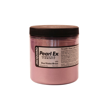 A jar of Jacquard Pearl Ex Mica Powder Pigment 693 Duo Violet-Brass colour 14 grams