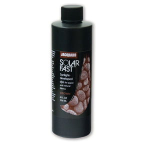 A bottle of Jacquard Solarfast Sunlight (UV) Dye Brown
