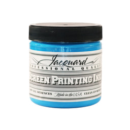 Jar of Jacquard Screen Printing Ink Sky Blue colour.