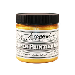 Jar of Jacquard Screen Printing Ink Solar Gold colour.