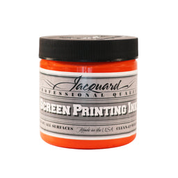Jar of Jacquard Screen Printing Ink Opaque Orange colour.